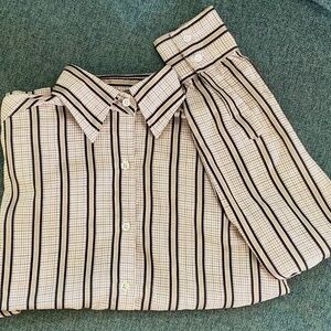 🧵Vintage Blouse, Tailored Fit, Striped, Button down long sleeve, S/M, Unbranded